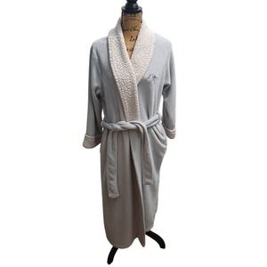 Oscar de la Renta Plush Robe Sherpa Trim Cozy‎ Spa Bathrobe L/XL